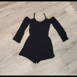 Womens Long Sleeve Romper Black Size Small